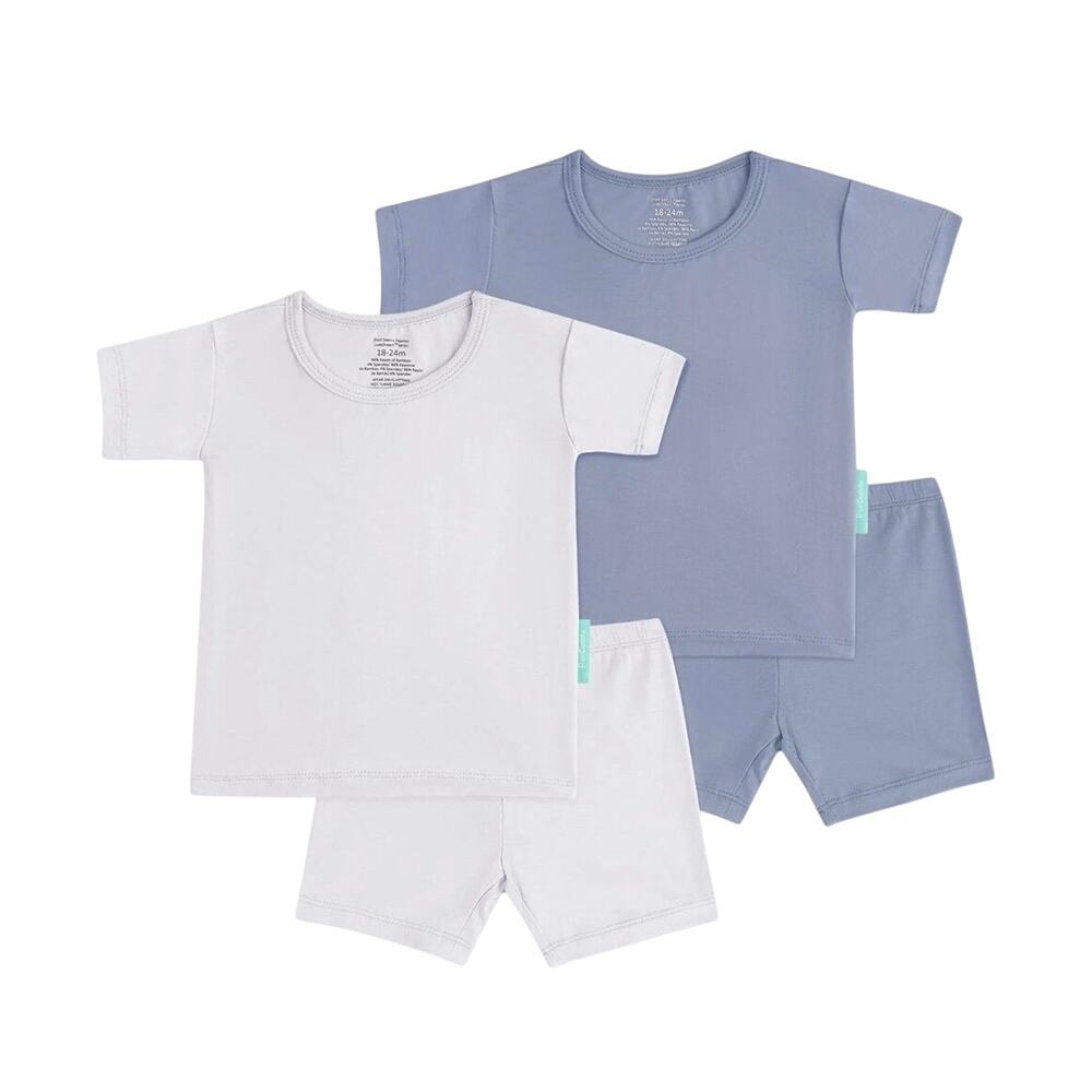 Purcomfy Unisex Bamboo Two Pack Two Piece Short Sleeve PJ Set Size 2T